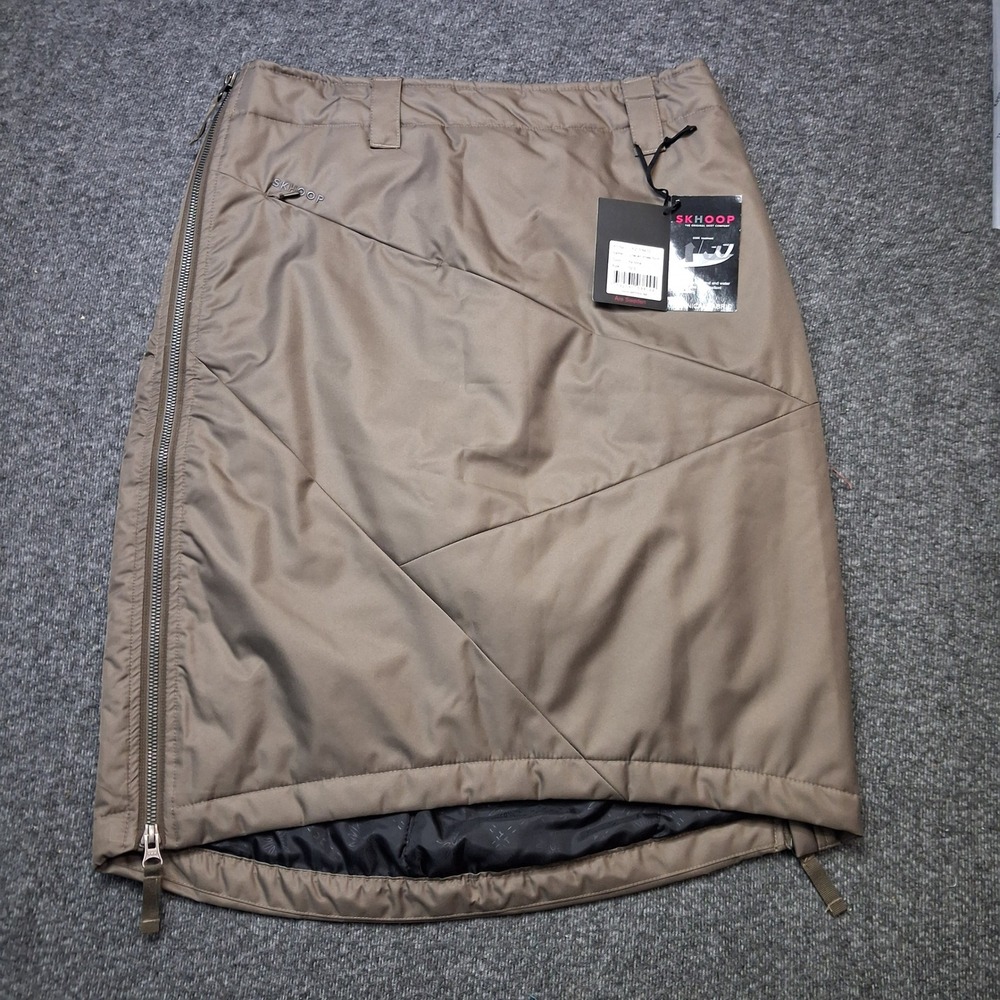 SKHOOP Uneven Knee Skirt Mole Brown Insulated DWR Technical Puffer Skirt Small
